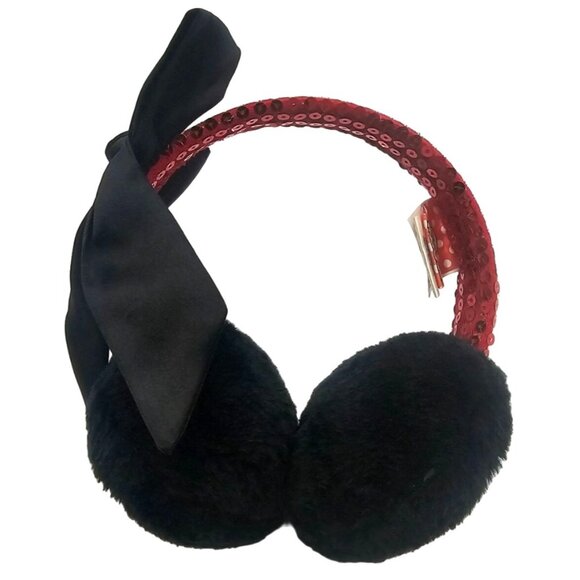 Minnie Mouse Sequin Faux Fur Earmuffs Ear Muffs Disney Bow Winter Girls Plush - Picture 4 of 4